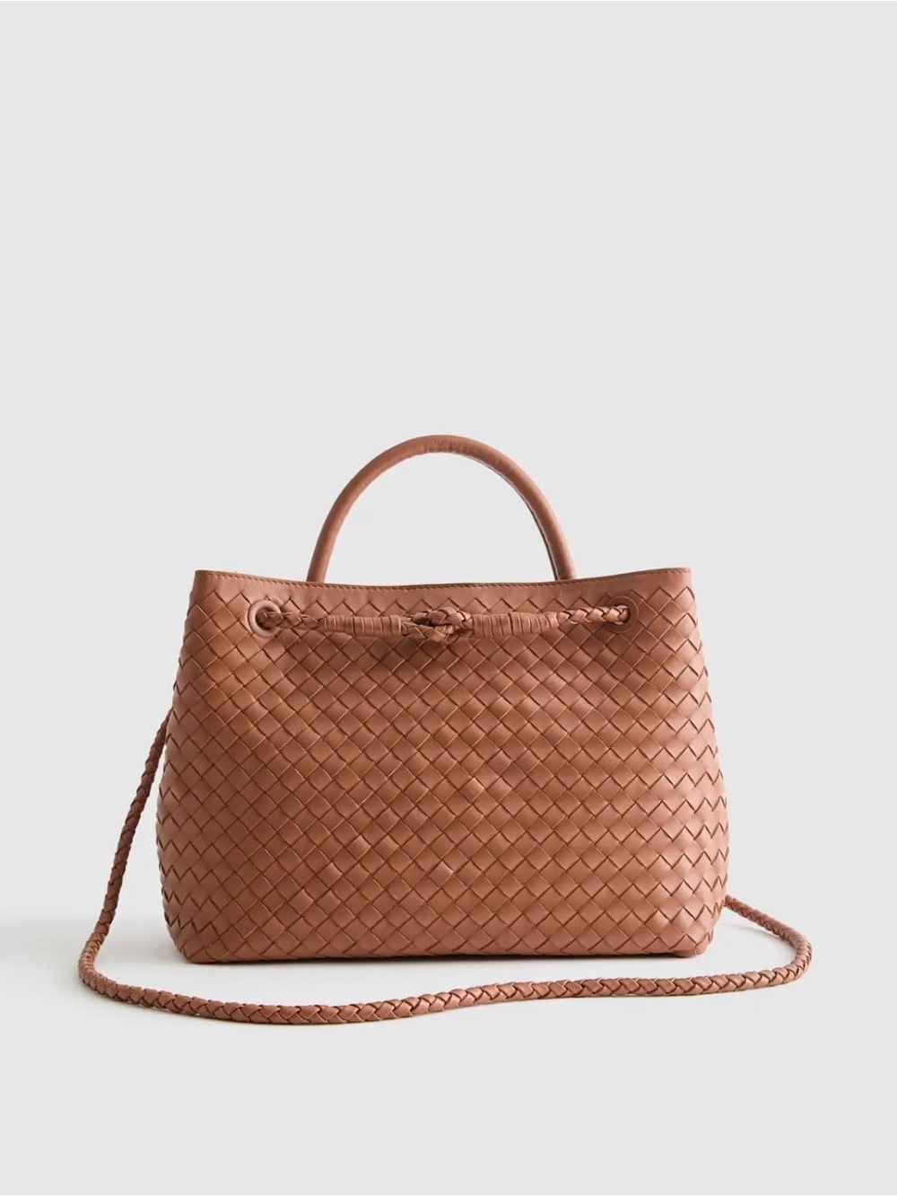Quince Cognac Woven Leather Tote